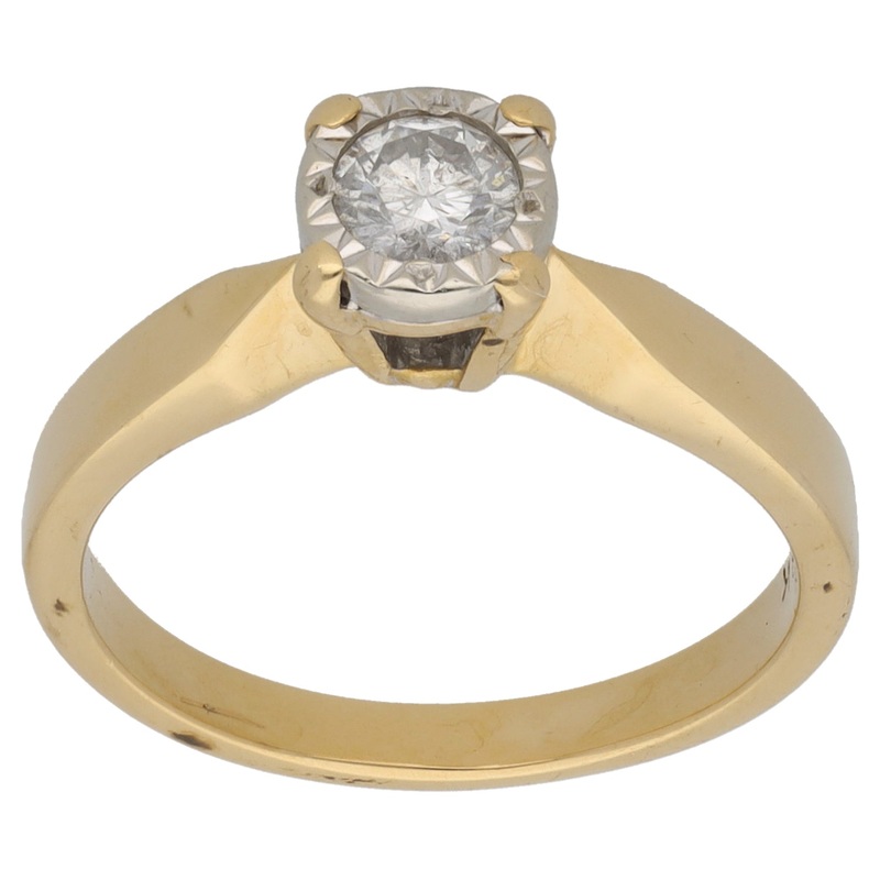 18ct Gold 0.33ct Diamond Solitaire Ring Size P