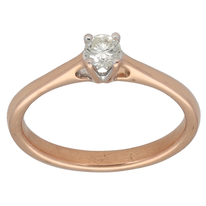 18ct Rose Gold 0.15ct Diamond Solitaire Ring Size K