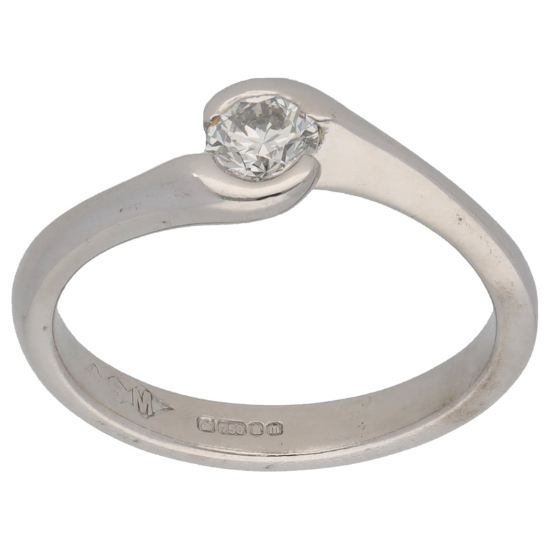 18ct White Gold 0.23ct Diamond Solitaire Ring Size L