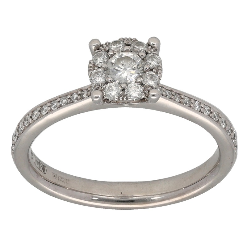 18ct White Gold 0.37ct Diamond Cluster Ring Size L