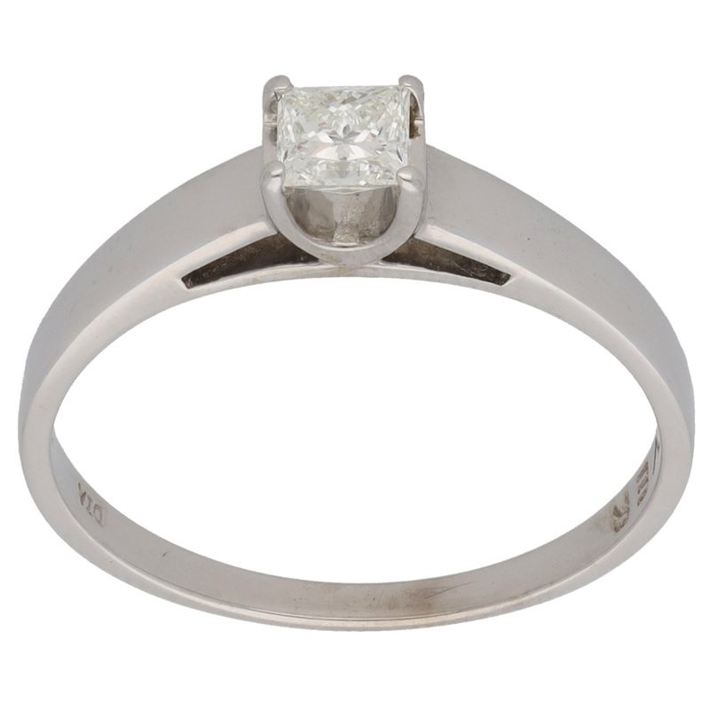 18ct White Gold 0.39ct Diamond Solitaire Ring Size R 1/2