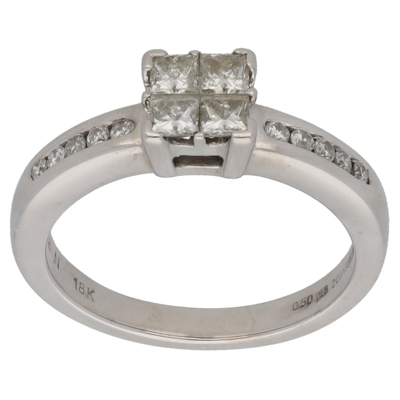 18ct White Gold 0.50ct Diamond Dress/Cocktail Ring Size L