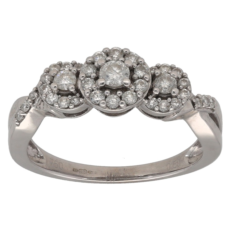 18ct White Gold 0.50ct Diamond Dress/Cocktail Ring Size P