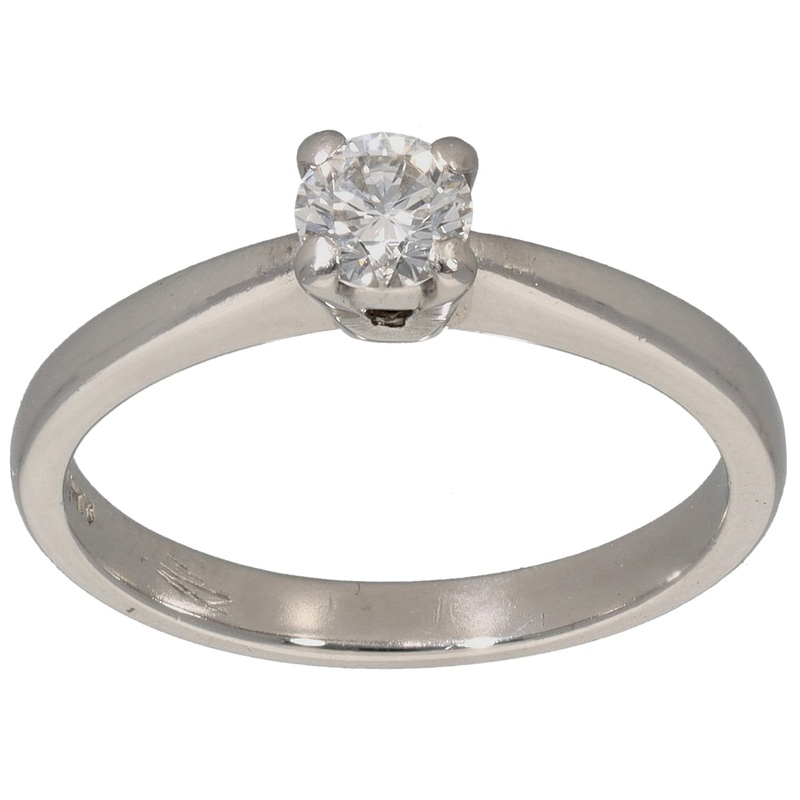 Platinum 0.33ct Diamond Solitaire Ring Size L