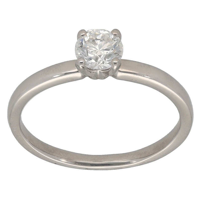 Platinum 0.61ct Diamond Solitaire Ring Size P