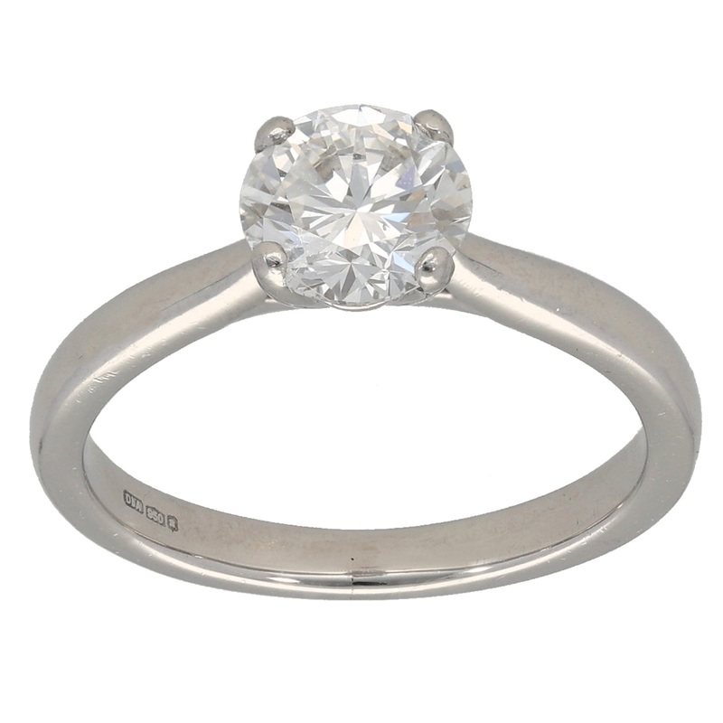 Platinum 1.09ct Round Diamond Solitaire Ring Size K