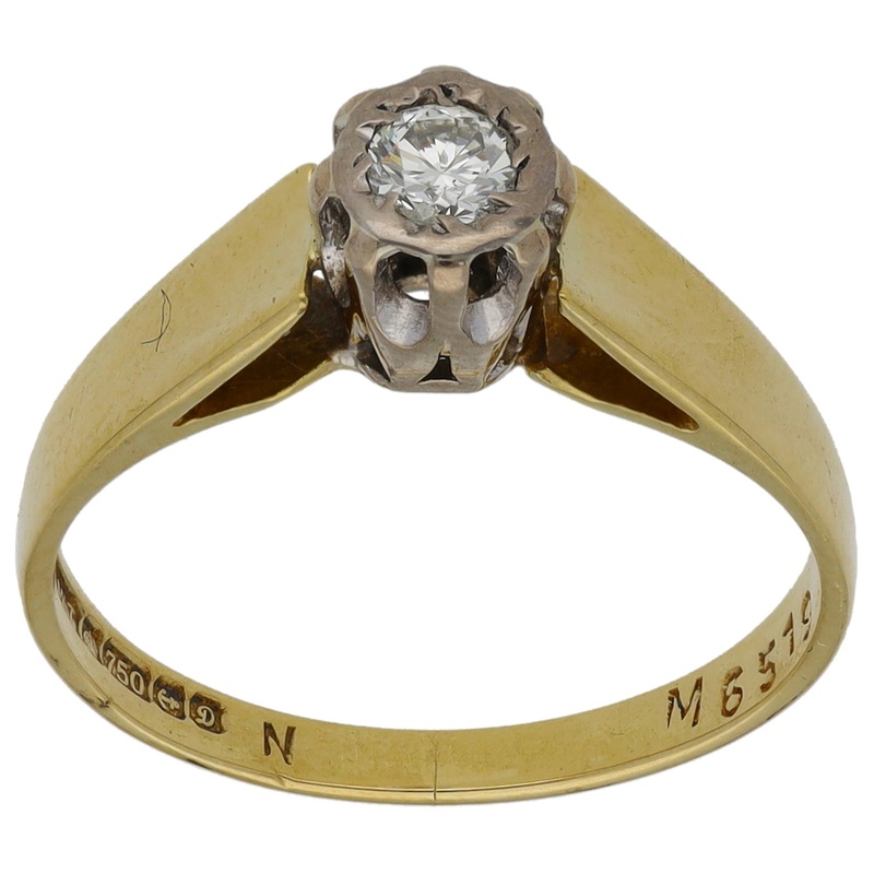 18ct Gold 0.15ct Diamond Solitaire Ring Size L