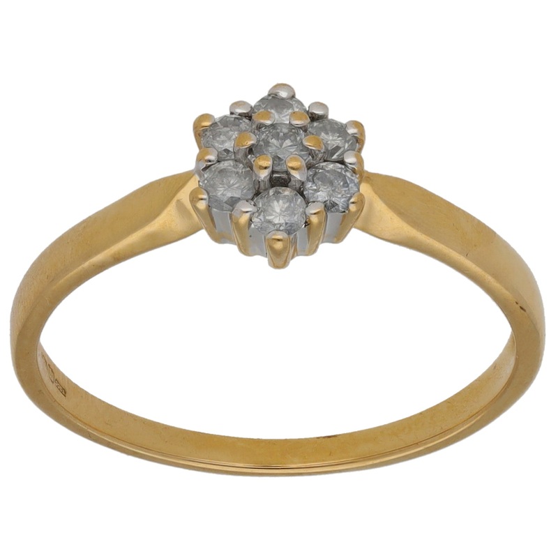 18ct Gold 0.24ct Diamond Cluster Ring Size P