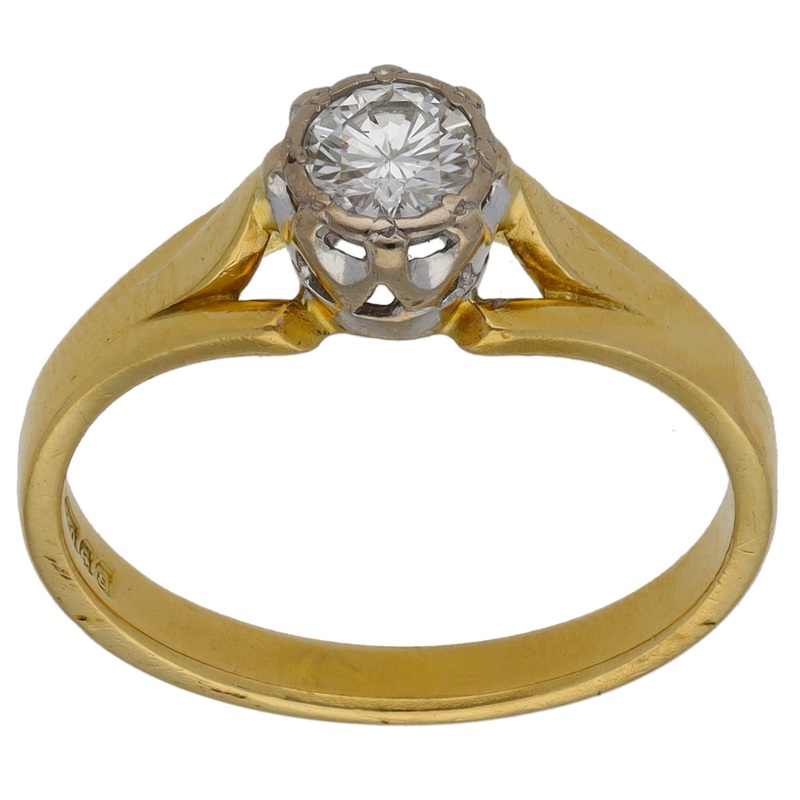 18ct Gold 0.35ct Diamond Solitaire Ring Size M