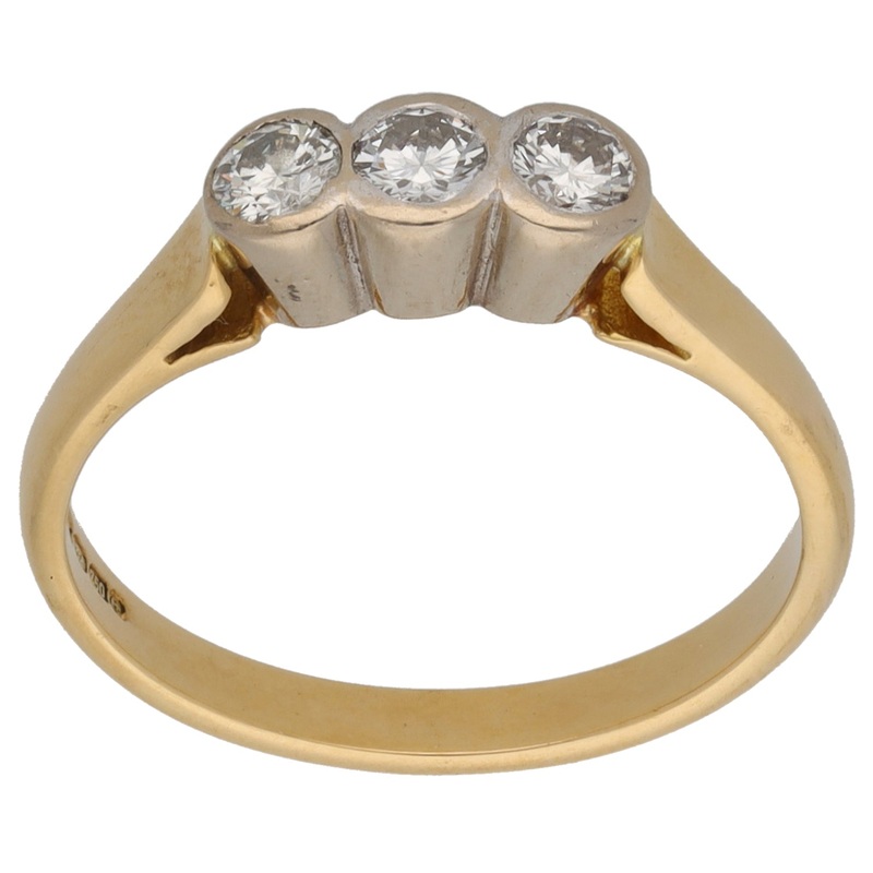 18ct Gold 0.36ct Diamond Trilogy Ring Size N