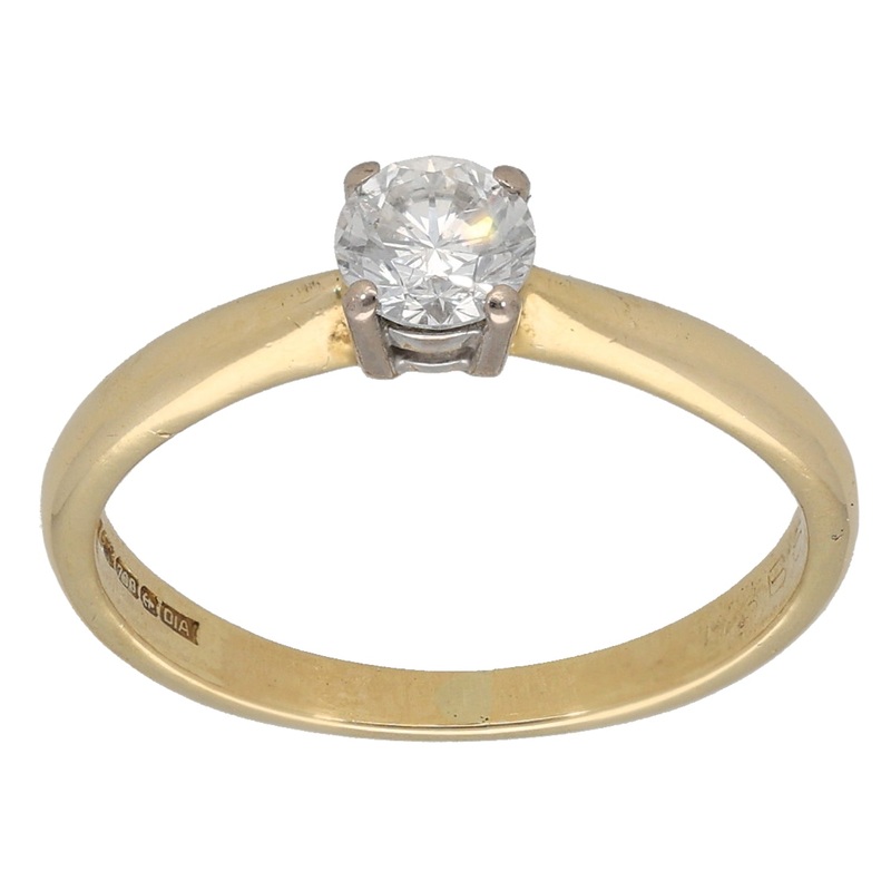 18ct Gold 0.39ct Diamond Solitaire Ring Size L