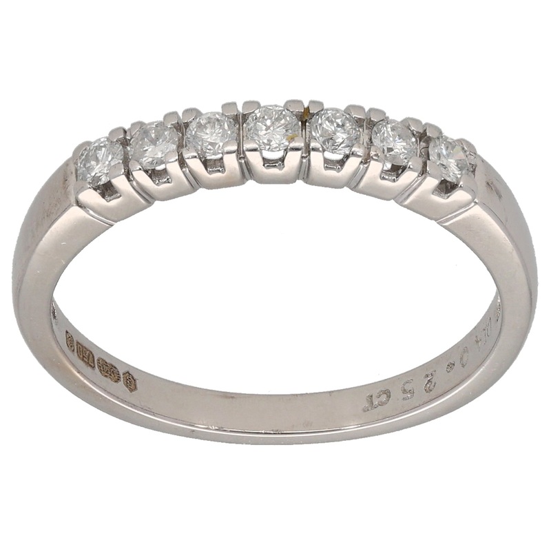 18ct White Gold 0.25ct Diamond Half Eternity Ring Size O