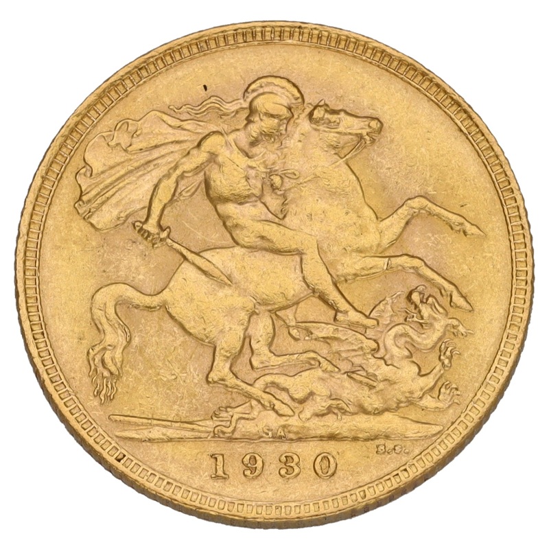 22ct Gold King George V Full Sovereign Coin 1930