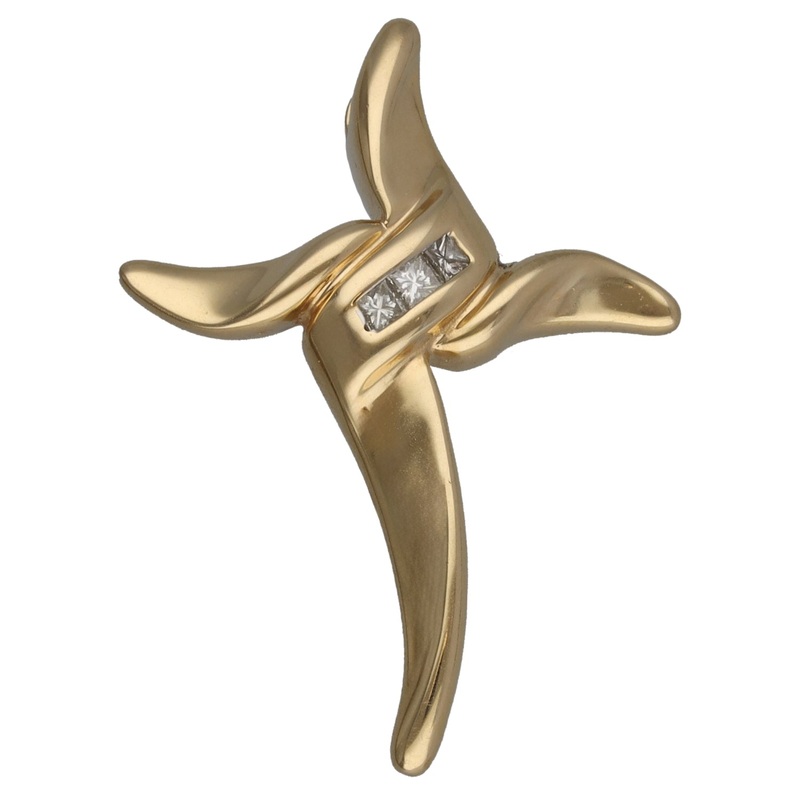 14ct Gold 0.06ct Diamond Cross Pendant