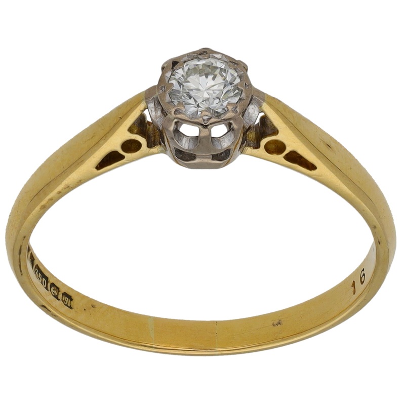 18ct Gold 0.15ct Diamond Solitaire Ring Size O