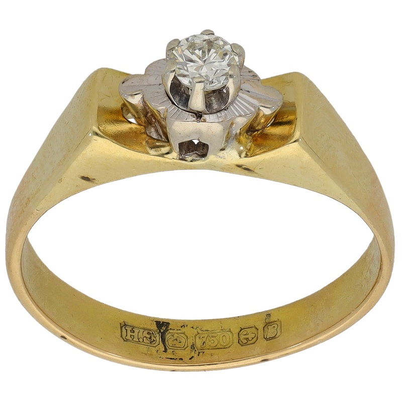 18ct Gold 0.16ct Diamond Solitaire Ring Size N