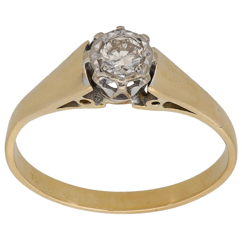 18ct Gold 0.20ct Diamond Solitaire Ring Size O