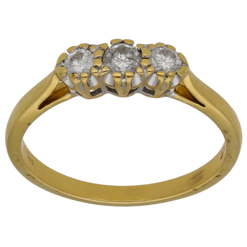 18ct Gold 0.24ct Diamond Trilogy Ring Size M