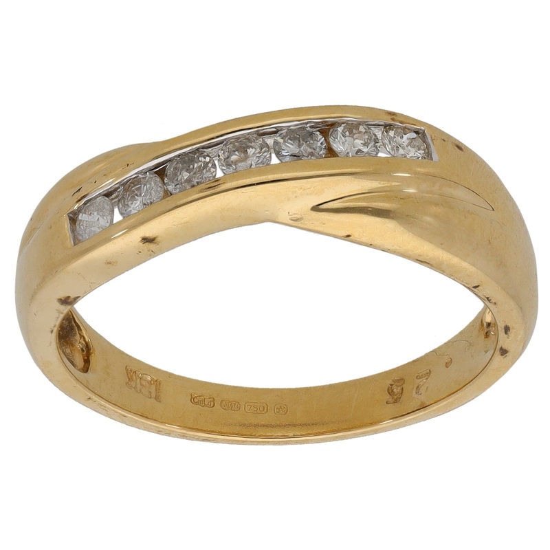18ct Gold 0.25ct Diamond Half Eternity Ring Size M