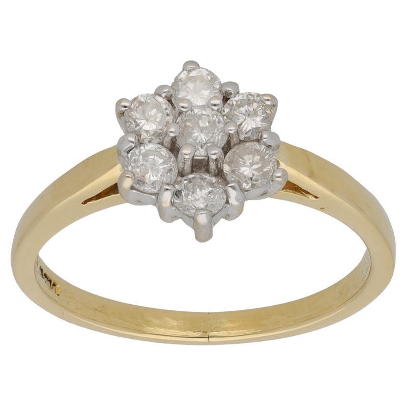 18ct Gold 0.50ct Diamond Cluster Ring Size L