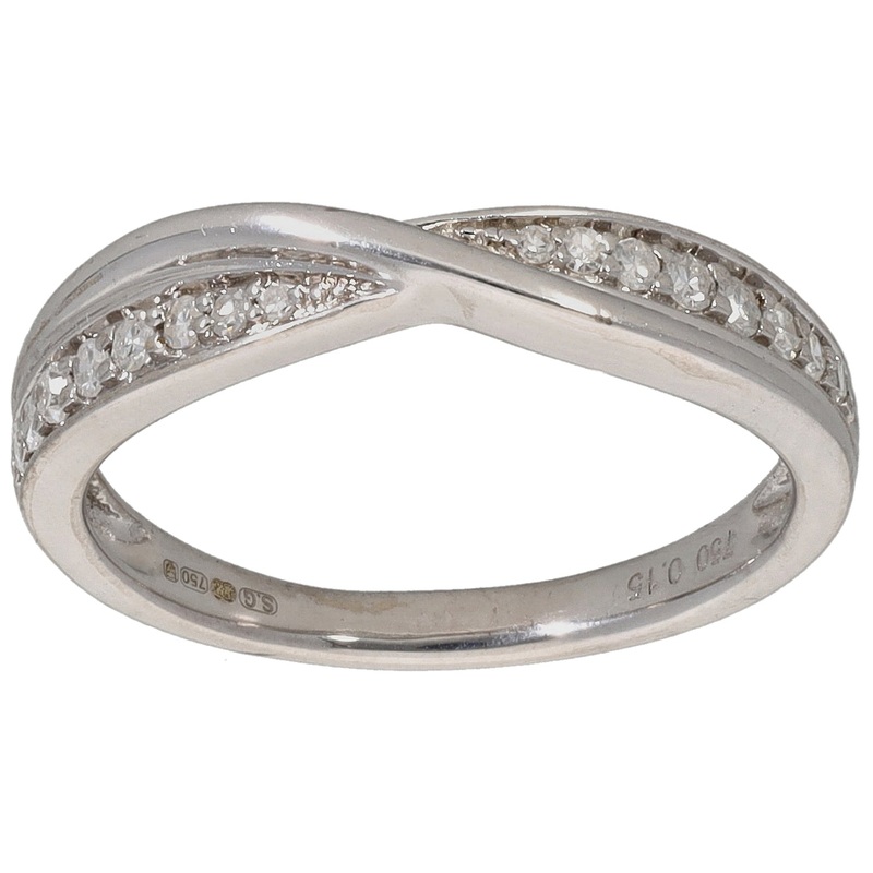 18ct White Gold 0.15ct Diamond Half Eternity Ring Size K