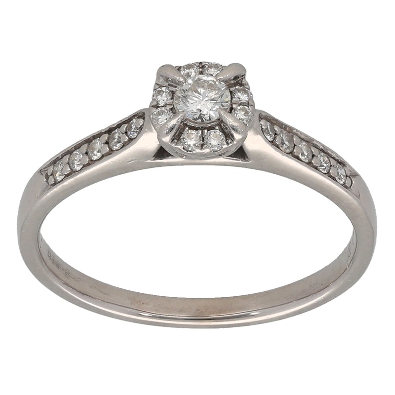 18ct White Gold 0.24ct Diamond Cluster Ring Size N
