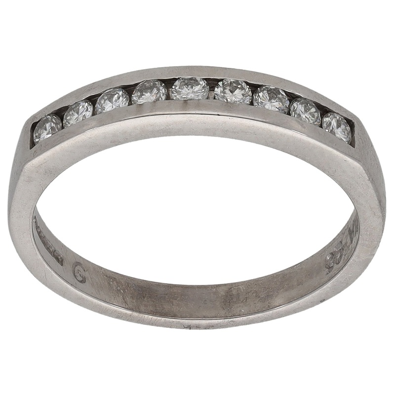 18ct White Gold 0.25ct Diamond Half Eternity Ring Size H