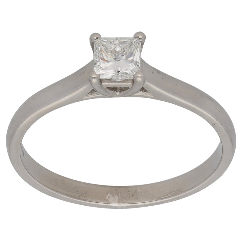 18ct White Gold 0.34ct Diamond Solitaire Ring Size M