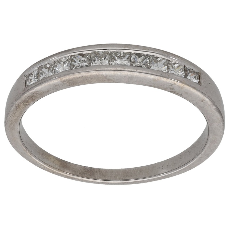 18ct White Gold 0.52ct Diamond Half Eternity Ring Size S