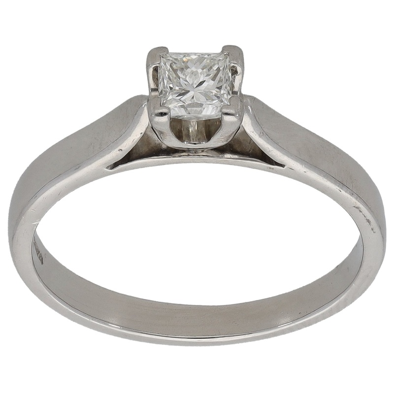 Platinum 0.20ct Diamond Solitaire Ring Size M