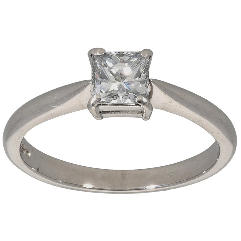 Platinum 0.50ct Diamond Solitaire Ring Size L