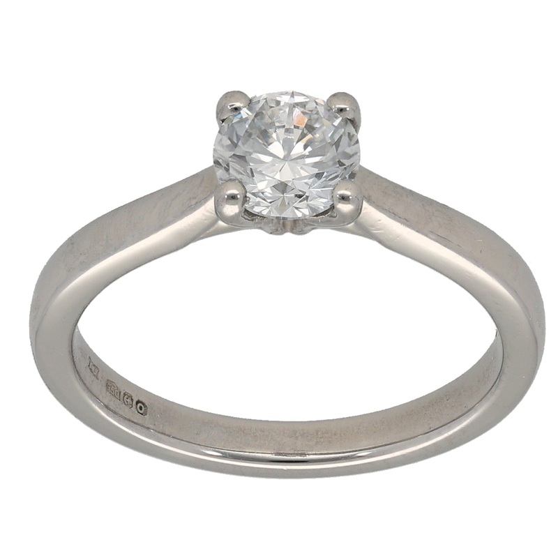 Platinum 0.64ct Diamond Solitaire Ring Size M