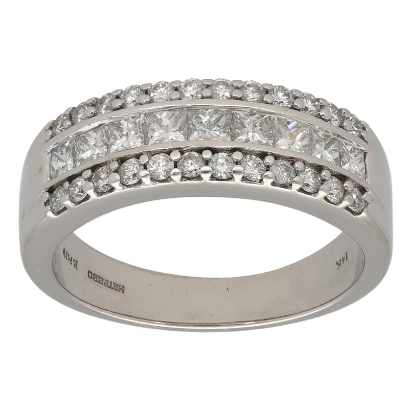 14ct White Gold 0.93ct Diamond Dress/Cocktail Ring Size N