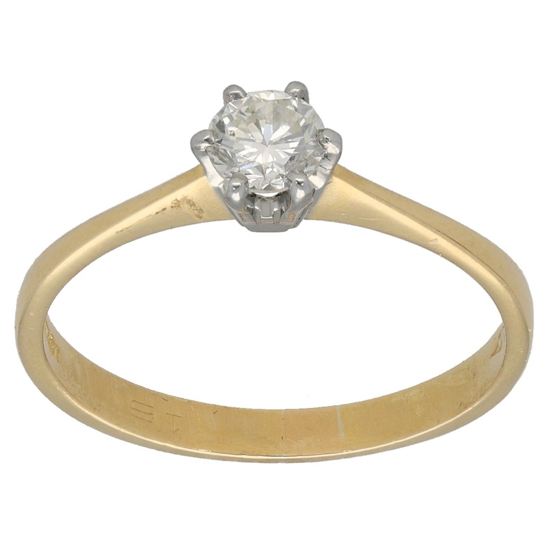 18ct Gold 0.35ct Diamond Solitaire Ring Size P