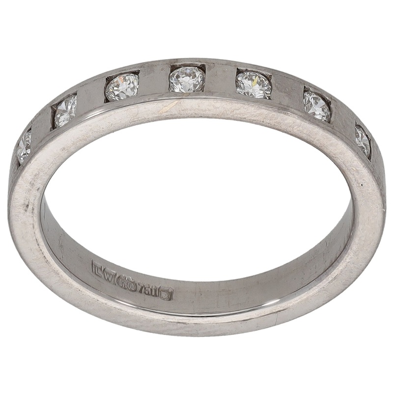 18ct White Gold 0.14ct Diamond Half Eternity Ring Size L