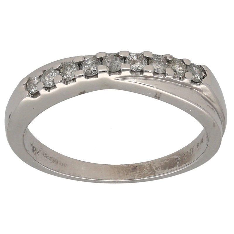 18ct White Gold 0.27ct Diamond Half Eternity Ring Size K