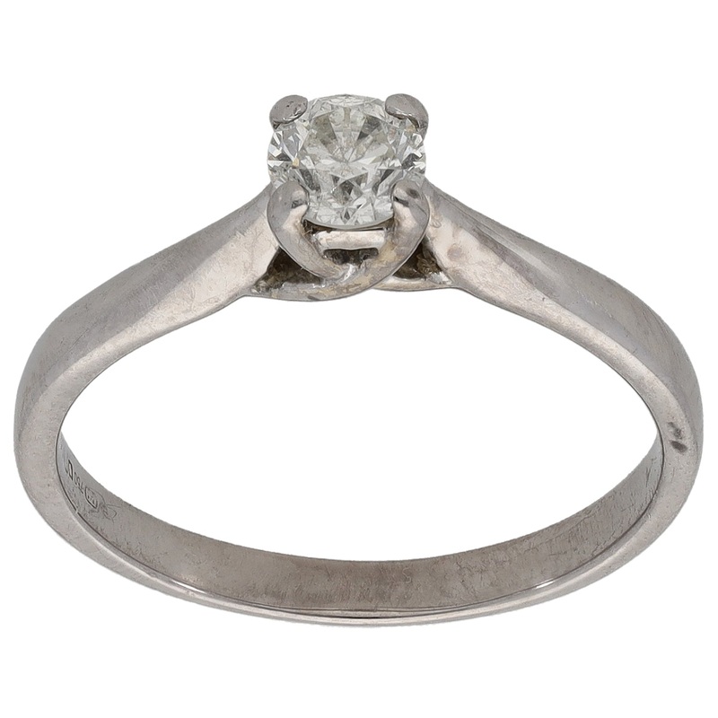 18ct White Gold 0.33ct Diamond Solitaire Ring Size M