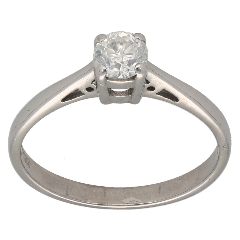 18ct White Gold 0.48ct Diamond Single Stone Ring Size O