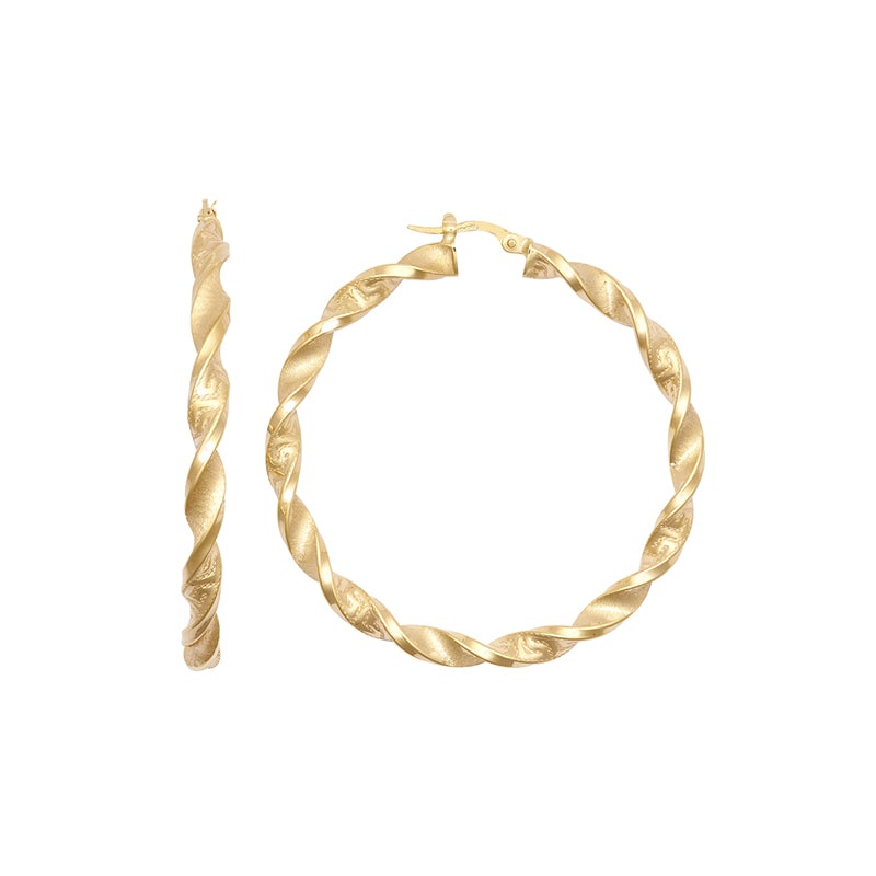New 9ct Gold Greek Key Twist Hoop Earrings