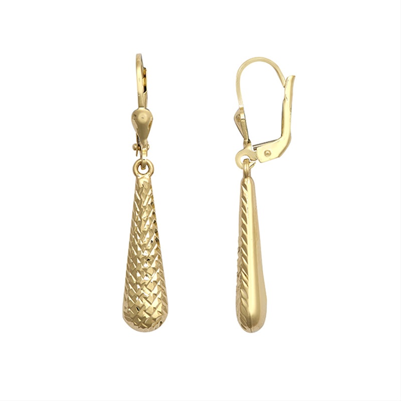 New 9ct Gold Hammered Drop Earrings