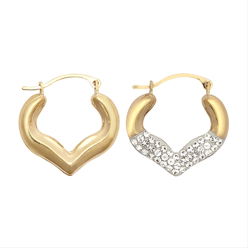 New 9ct Gold Imitation Medium Heart Earrings