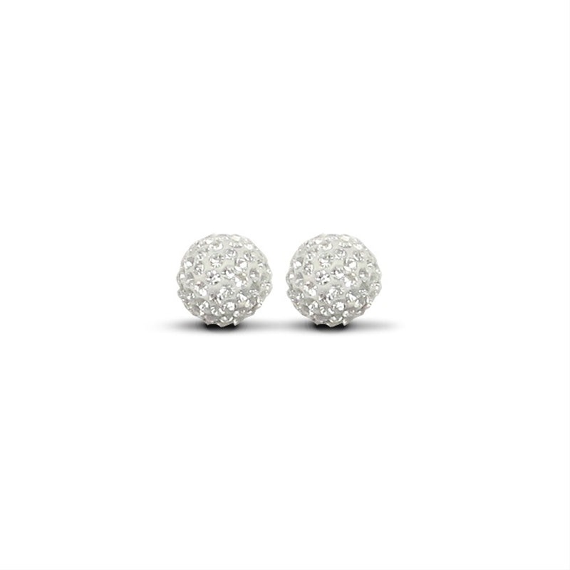 New 9ct Gold White Crystal Stud Earrings