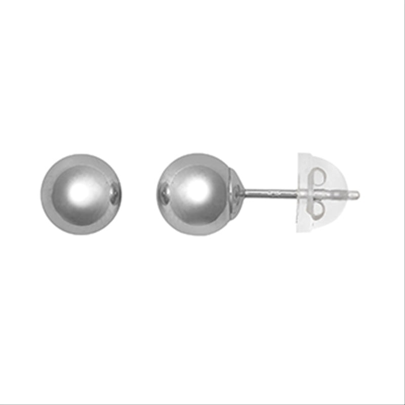 New 9ct White Gold Plain Ball Stud Earrings