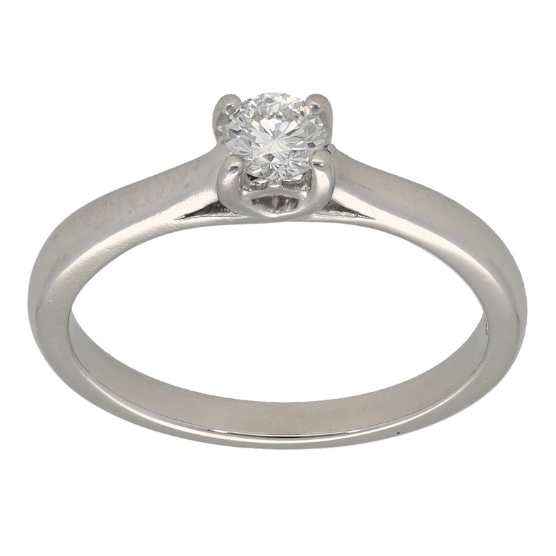 Platinum 0.26ct Diamond Solitaire Ring Size M