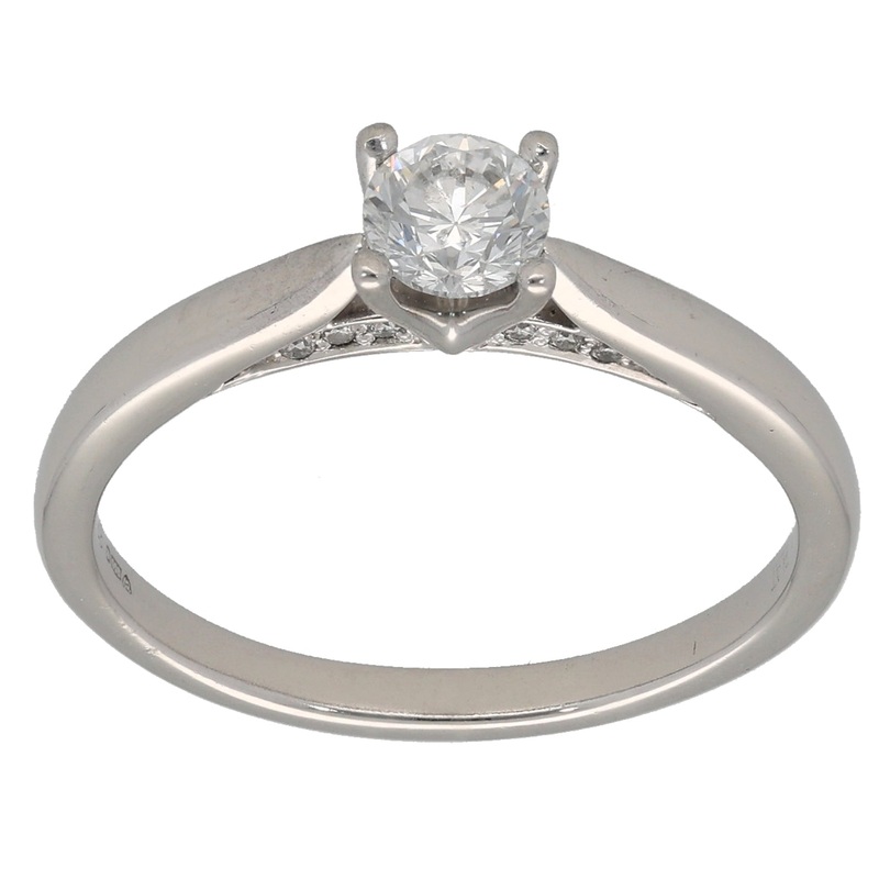 Platinum 0.41ct Diamond Solitaire Ring Size P