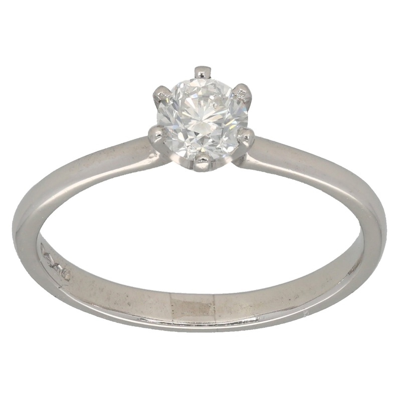 Platinum 0.45ct Diamond Solitaire Ring Size P