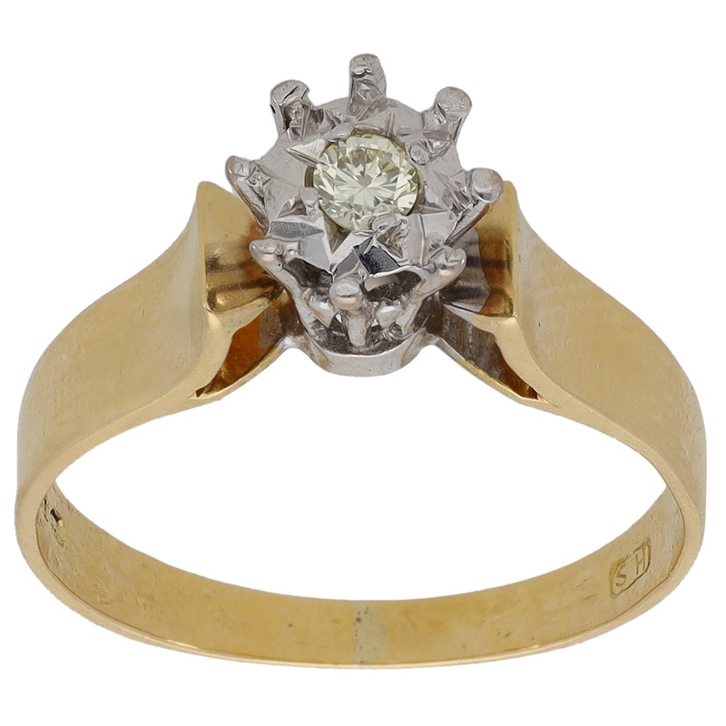 18ct Gold 0.10ct Diamond Solitaire Ring Size N