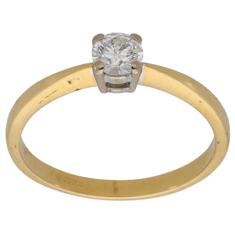 18ct Gold 0.33ct Diamond Solitaire Ring Size N