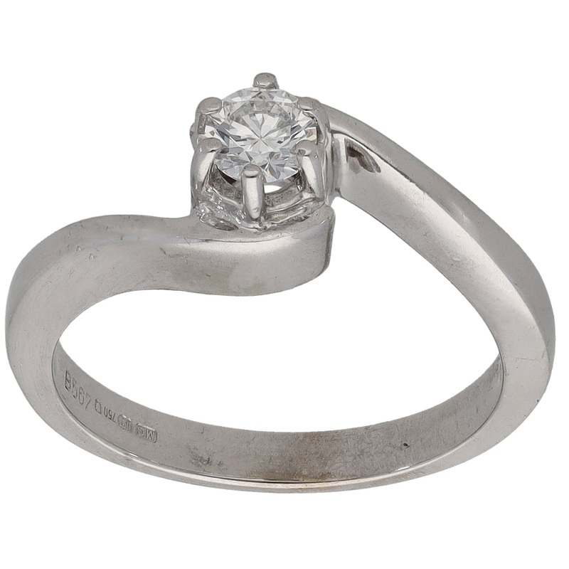 18ct White Gold 0.20ct Diamond Solitaire Ring Size L