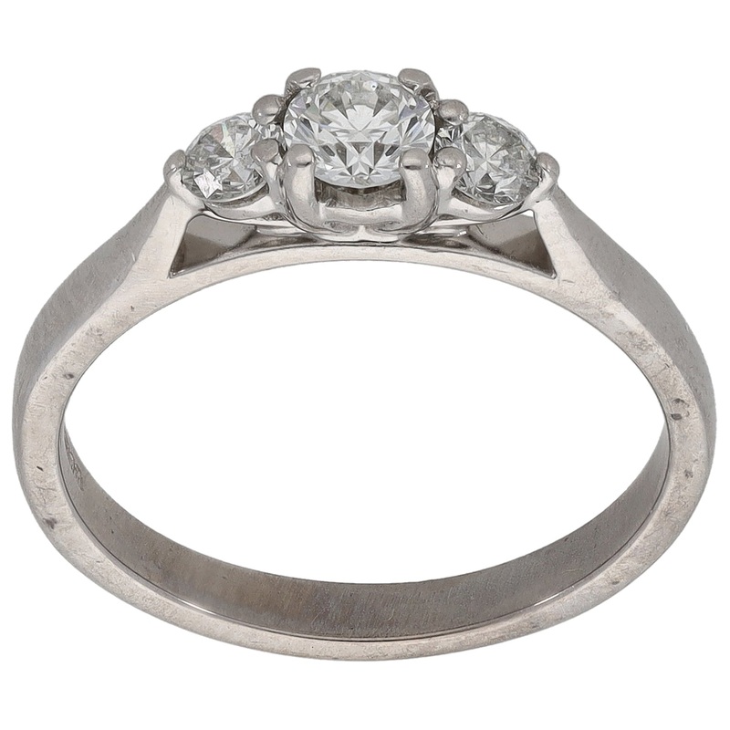 18ct White Gold 0.45ct Diamond Trilogy Ring Size M